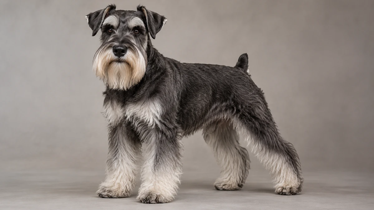 Schnauzer köpek — siyah-gümüş renk