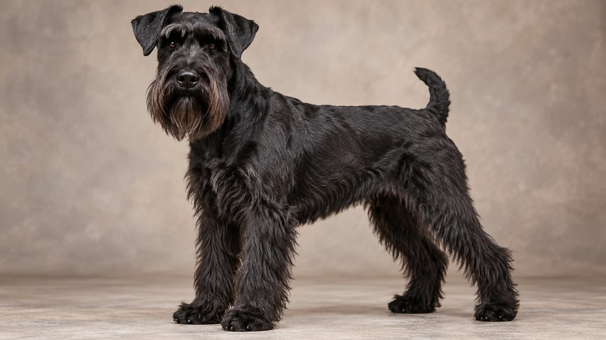 Schnauzer köpek — düz siyah renk