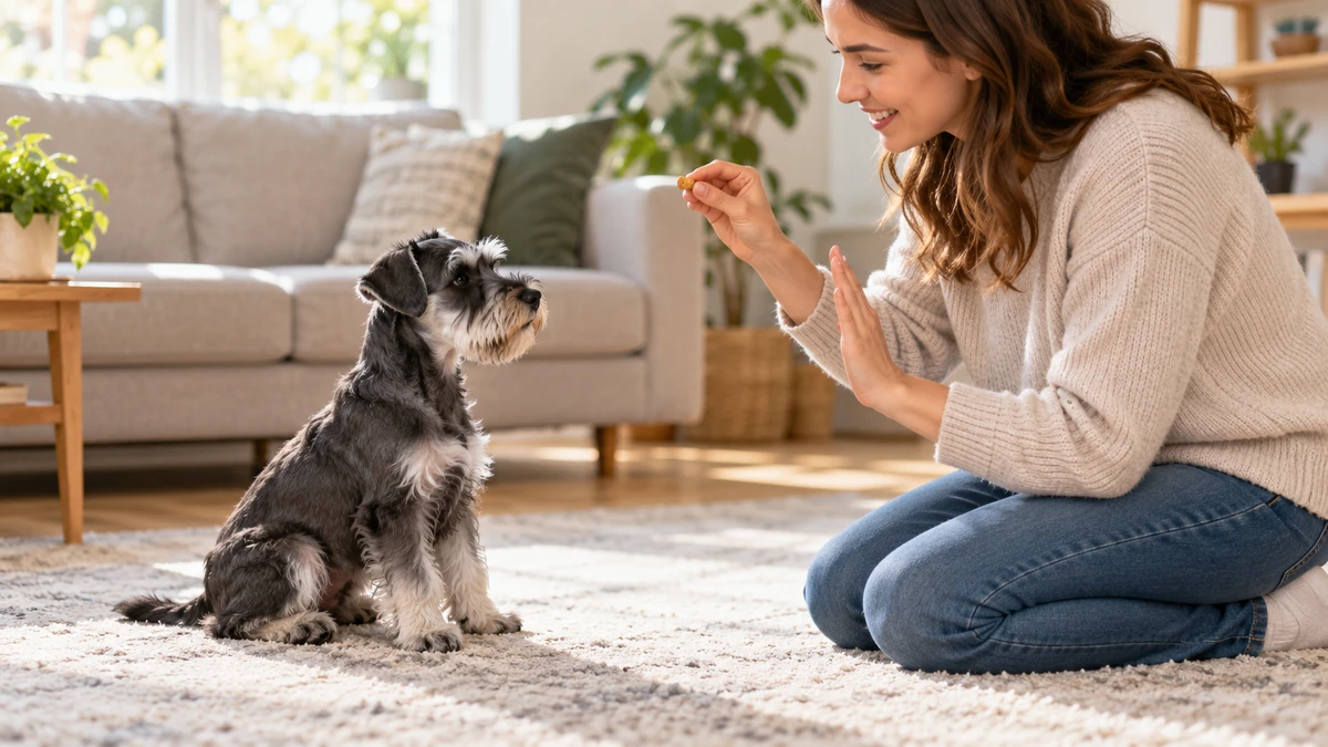 Schnauzer yavru köpek — komut ve eğitim
