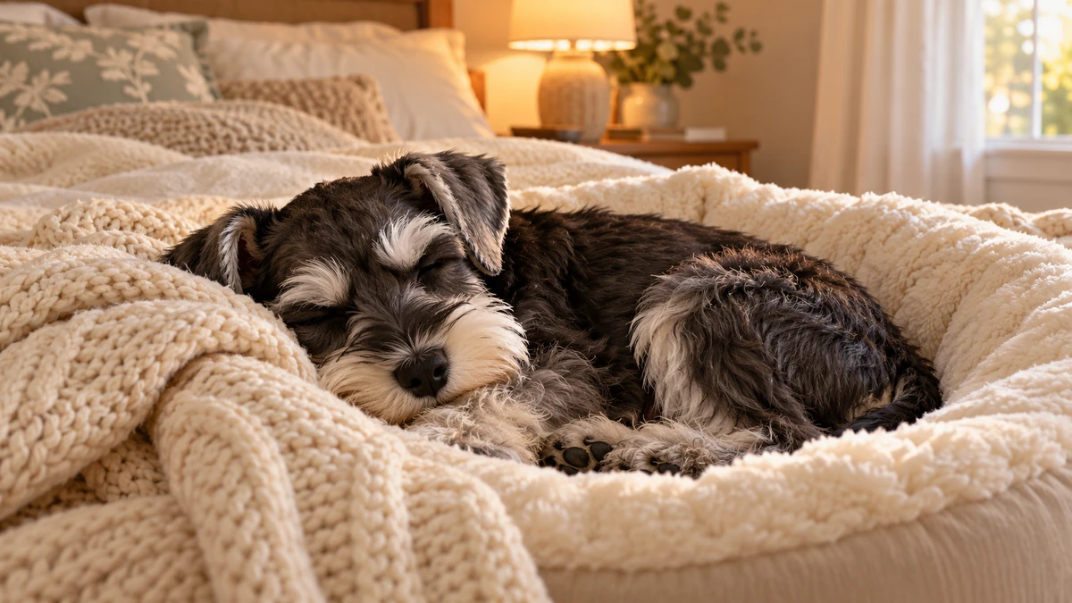 Schnauzer ilan — uyuyan Schnauzer yavru ilan fotoğrafı